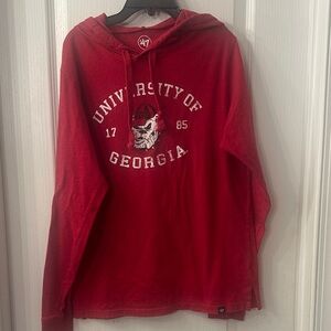 47 Brand Red University of Georgia hooded long sleeve top